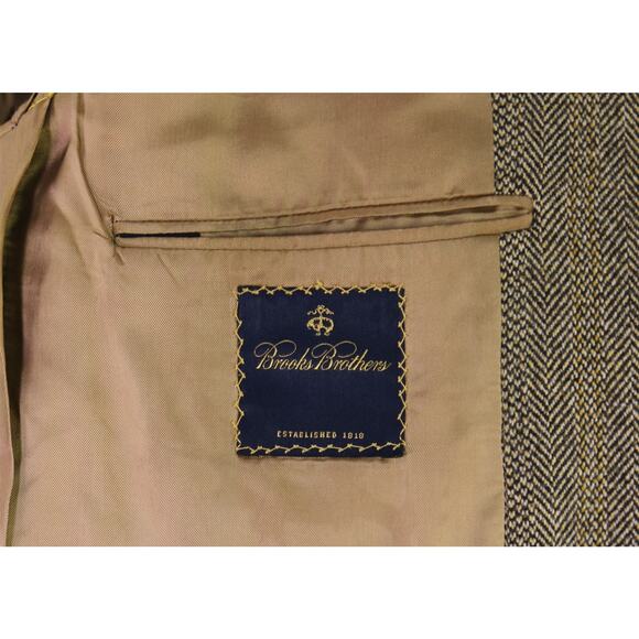Brooks Brothers Brown Black Herringbone Tweed Wool Cashmere Sportcoat Blazer 41R - Picture 7 of 9